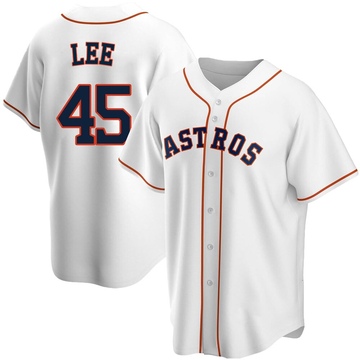 Men's Majestic Houston Astros #45 Carlos Lee Replica White Strip