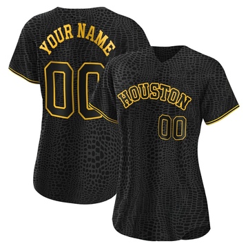 Replica Custom Women's Houston Astros Black Snake Skin City Jersey