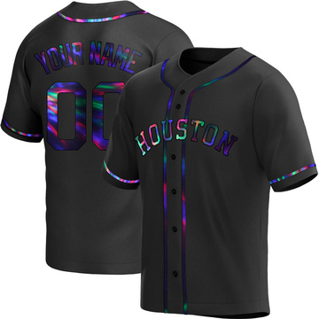 Replica Custom Youth Houston Astros Black Holographic Alternate Jersey