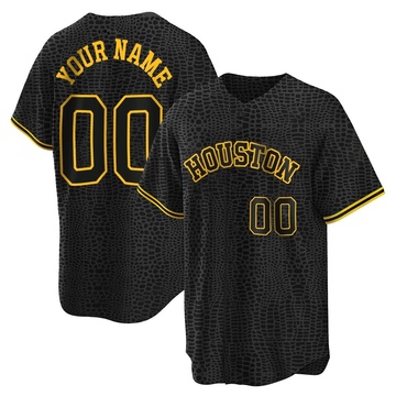 Replica Custom Youth Houston Astros Black Snake Skin City Jersey