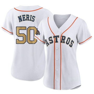 Hector Neris Houston Astros Women's Navy Backer Slim Fit Long Sleeve T-Shirt  