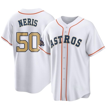 Hector Neris Houston Astros Women's Navy Backer Slim Fit Long Sleeve T-Shirt  